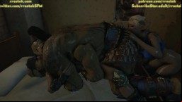 Sonya Blade and Cassie Cage pleasing Goro in multiple ways, Mortal Kombat X Animation